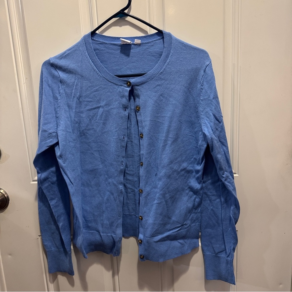 GAP Slub Crew Cardigan Shade Shirting Blue Size M Retail Price $49.95 - Picture 4 of 12